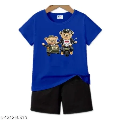 Cotton Blend Printed Clothing Set for Boys, Blue (2-3 Years)