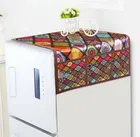 Knit Printed Fridge Top Cover with Side Pockets 