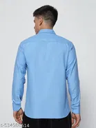 Cotton Blend Solid Shirts for Men, Sky Blue 
