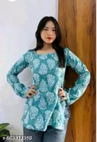 Rayon Solid Short Kurti for Women, Blue & White, Pack of 2 