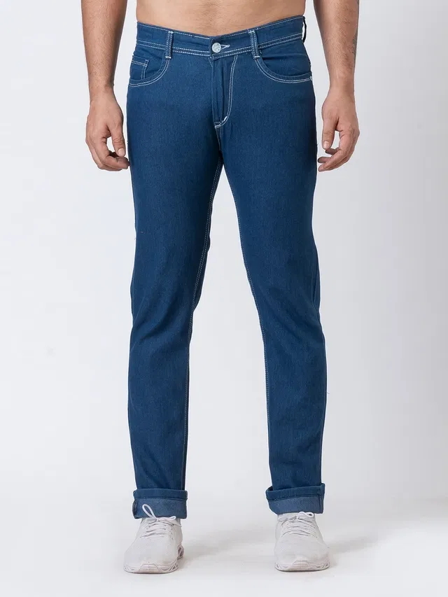 Cotton Blend Straight fit Jeans for Men (Blue, 28)