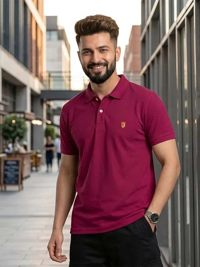 Polo T-shirt for Men (Maroon, XXL)