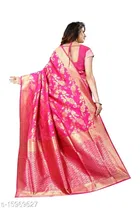 Litchi Silk Zari Woven Saree for Women, Pink 