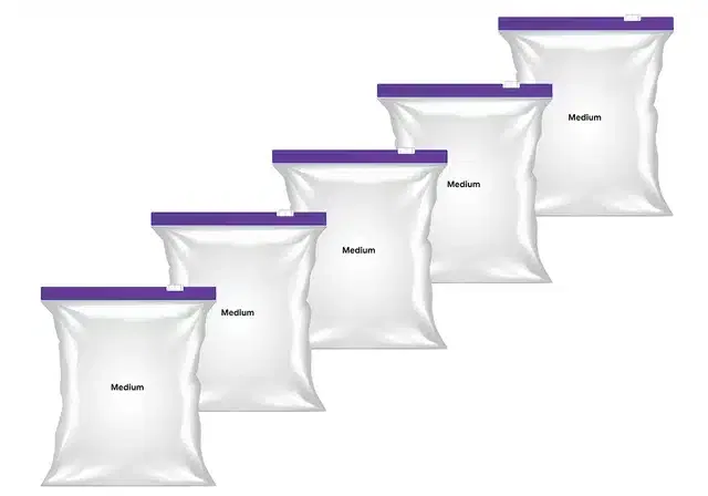 Ziplock Food Storage Pouch for Fridge (Pack of 5, 9x10 Inches) (Purple)