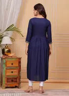 Solid Crepe Kurtis for Women, Navy Blue 