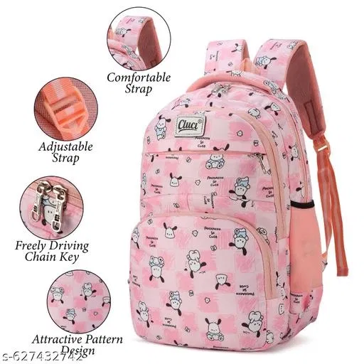 Polyester Backpack Bag, Pink