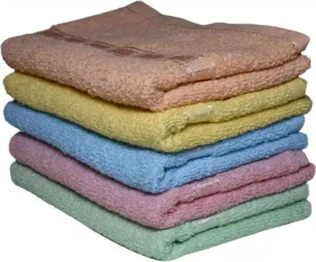 Cotton Super Absorbent Antibacterial Face & Hand Towels (Pack of 5) (Multicolor, 14x21 inches)