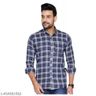 Cotton Blend Checked Shirt for Men, Blue 