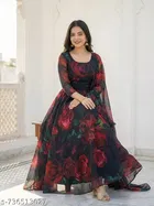 Chikankari A-Line Knee Length Gown for Women 