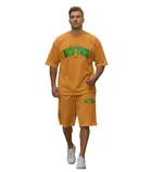 Polyester Printed T-shirt With Matching Shorts, Mustard 