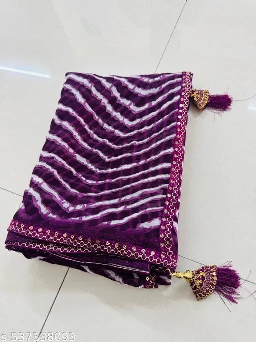Georgette Printed Saree for Women, Wine (6.3 m)