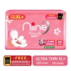 Niine Naturally Soft Ultra Thin  XL+ 30 Pads with Free Biodegradable bags