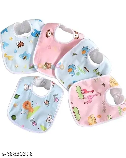 Baby Bib Set Of 5 Chit Buttoned Waterproof