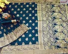 Silk Woven Design Saree for Women, Teal 