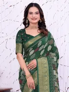 Dola Silk Printed Saree for Women, Green 