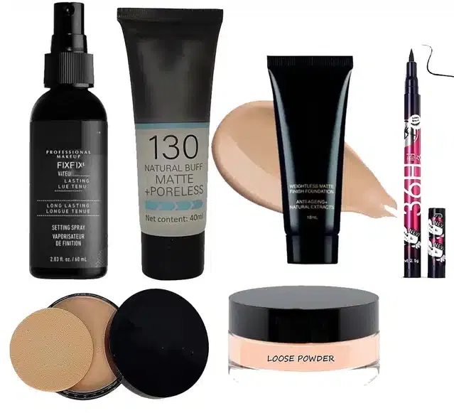 Waterproof Long Lasting Face Makeup Combo (Multicolor, Set of 6)