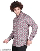 Cotton Blend Printed Short Kurta for Men, Multicolor 