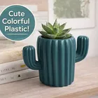 Unique Cute Cactus Plastic Indoor Planter & Pencil Holders,Pen Cup Cactus Storage Containers Assorted Any 1 Design