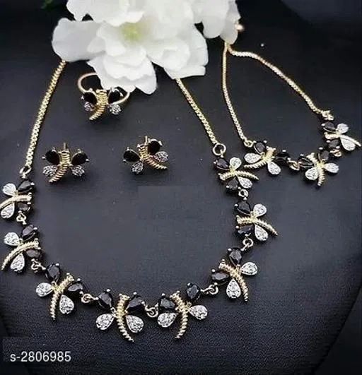 Brass Jewellery Set for Women (Blue, Free Size)