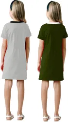 Graphic Print Shift Dress for Girls, Pack of 2 