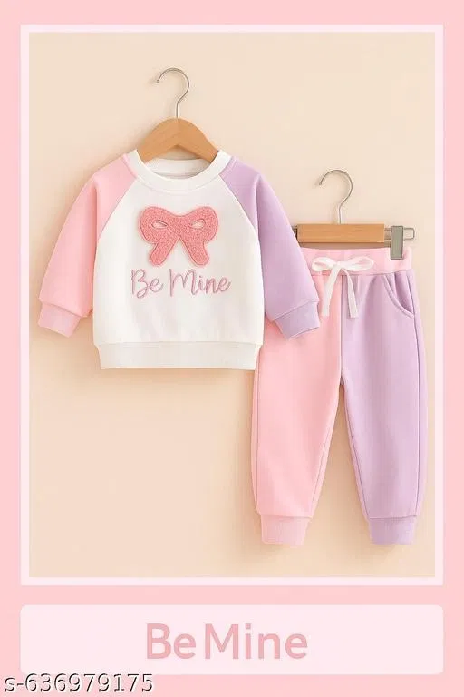 Hosiery Cotton Printed Clothing Set for Kids, Lavender & Pink (0-6 Months)