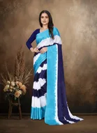 Art Silk Printed Saree for Women, Blue 