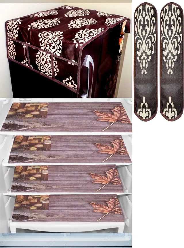 Knit 7 Pcs Fridge Cover Set (Multicolor, Set of 1)