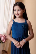 Cotton Blend Solid Dress for Girls 