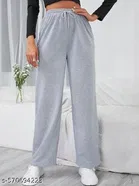 Cotton Blend Solid Trousers for Men, Grey 