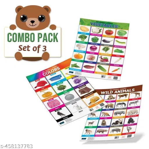 Bookford Publications My small chart Wild Animals, Colors & Vegetables (Set of 3)