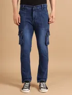 Denim Regular Fit Cargo for Men (Blue, 28)