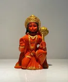 Lord Bajrangbali Decorative Showpiece For Temple & Car Dashboard - 9 cm  (Polyresin, Orange)