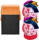 Canvas Laundry Basket,Orange & Pink,  