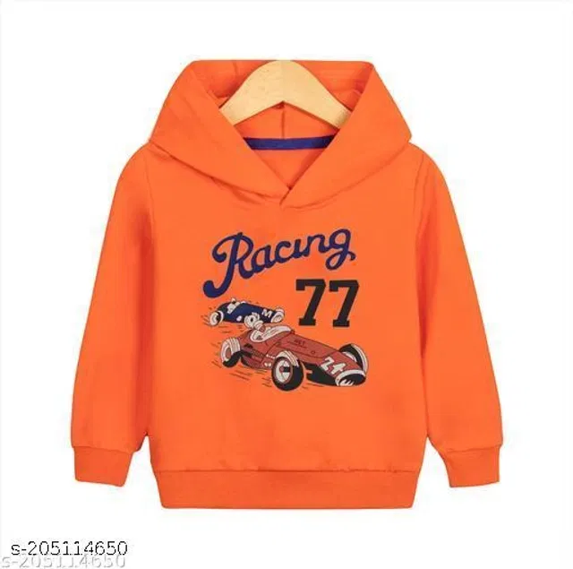 Cotton Blend Hoodie for Boys (Orange, 3-4 Years)