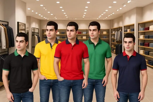 Cotton Blend Polo Neck T-Shirts for Men (Multicolor, XXL) (Pack of 5)