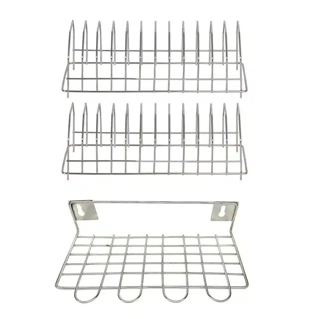 2 Pcs Stainless Steel Dish Rack & Utensil Holder (Set of 3, Silver)