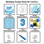 Minion Theme 3rd Happy Birthday Decoration Items For Girls, Multicolor, Pack of 112