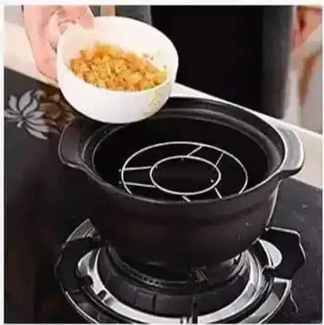 के कुडोस स्टेनलेस स्टील राउंड डोंगा कुकर स्टैंड स्टीमिंग ट्रे