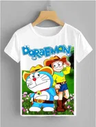 Polyester Printed T-Shirt for Kids, White 