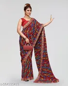 Georgette Printed Saree for Women, Multicolor 