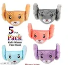 Winter Face Mask with Plush Ear Muffs for Kids (Multicolor, 4-14 Years) (Pack of 5)