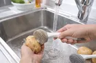 Silicone Soft Bristles Scrub Brush with Scraper Tip, Comfortable Grip Brushes for Kitchen Sink, Pans, Pots, Skillet, Vegetable, Fruit, Potato Cleaning 