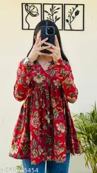 Floral Cotton Short Kurti for Women, Pack of 2 
