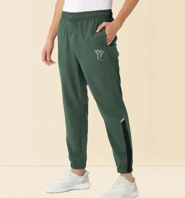 Cotton Blend Regural Fit Trackpant for Men, Green (L)