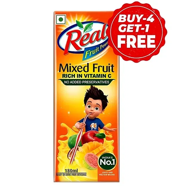 रियल मिक्स्ड फ्रूट जूस 5X180 ml (4 के साथ 1 मुफ्त)