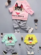 Hosiery Cotton Full Sleeves T-Shirt with Pant Clothing Set for Kids 