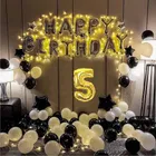 Gold & SIlver Theme 5th Birthday Balloon Decoration Kit , Multicolor, Pack Of 69