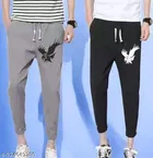Cotton Blend Sports Pant for Men, Black & Grey 