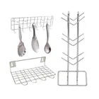 Stainless Steel Cup Stand & Wall Mounted Ladle Rail with Utensil Stand 