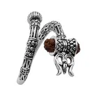 Adjustable Stylish Ring with Rudraksha and Trishul Damroo Bahubali Cuff Finger Ring 